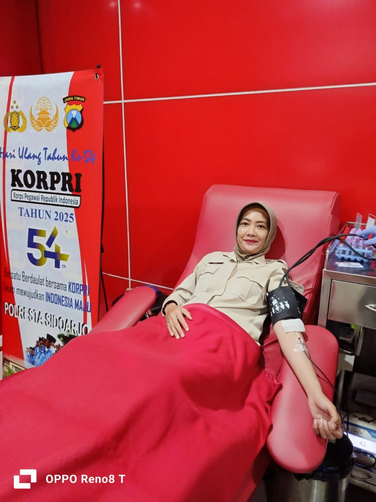 ASN Polresta Sidoarjo Adakan Donor Darah Peringati HUT KORPRI Ke-54