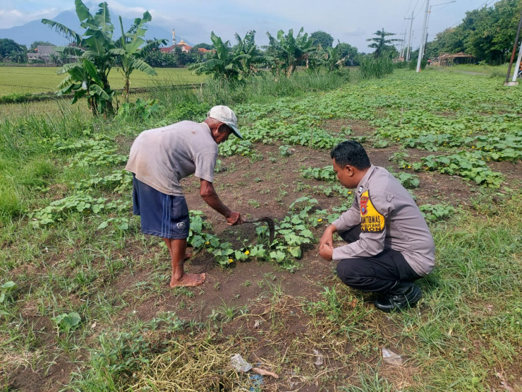 Bhabinkamtibmas Keboguyang Ajak Warga Olah Lahan Tidur untuk Ketahanan Pangan