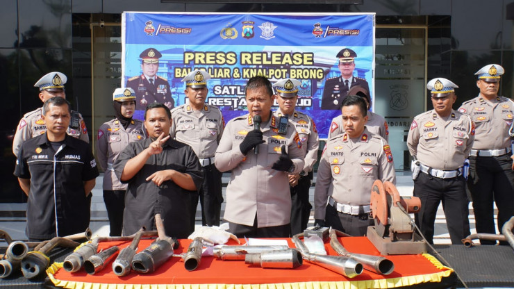 Polresta Sidoarjo Amankan 120 Motor dan Musnahkan Puluhan Knalpot Brong Diduga Terlibat Balap Liar